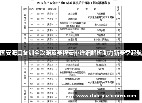 国安海口冬训全攻略及赛程安排详细解析助力新赛季起航